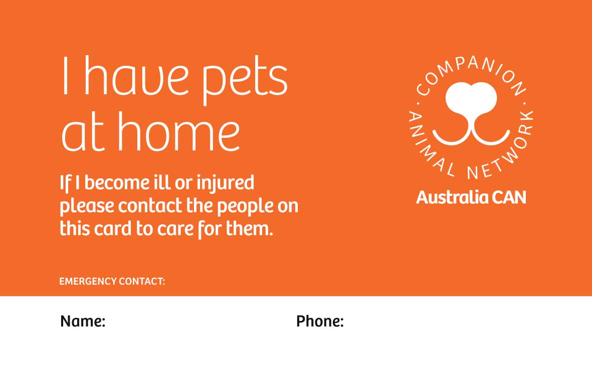 Image of a business card design with "I have pets at home" as the main text